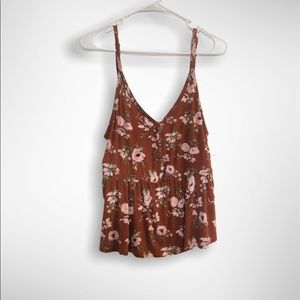 NWT Orange Floral Peplum Tank Top